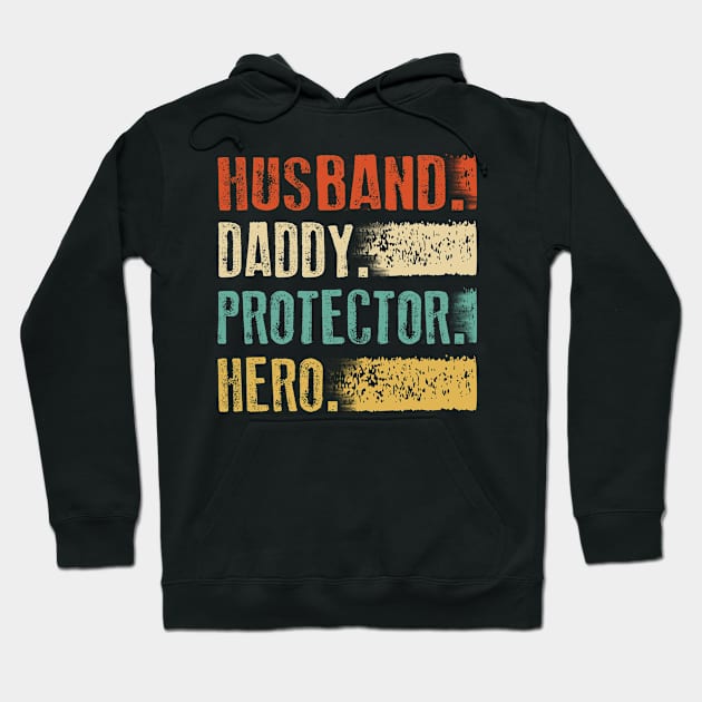 Husband daddy protector hero Cool Vintage Style Dad Gift Hoodie by blacks store